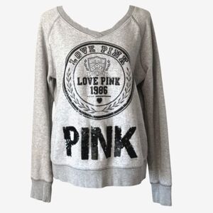 2010s Victoria's Secret PINK V-neck Mcbling Sequin Sweatshirt Sz M